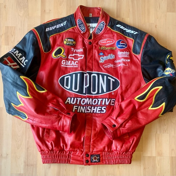 Chase Authentics Other - Vintage Chase NASCAR Jeff Gordon DuPont JH Design All Over Print Leather Jacket